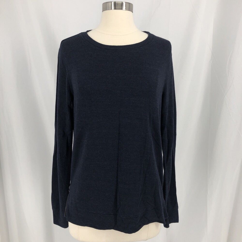 Matty M Shirt Womens Small Navy Long Sleeve Side Zip Knit Stretch Tunic Top